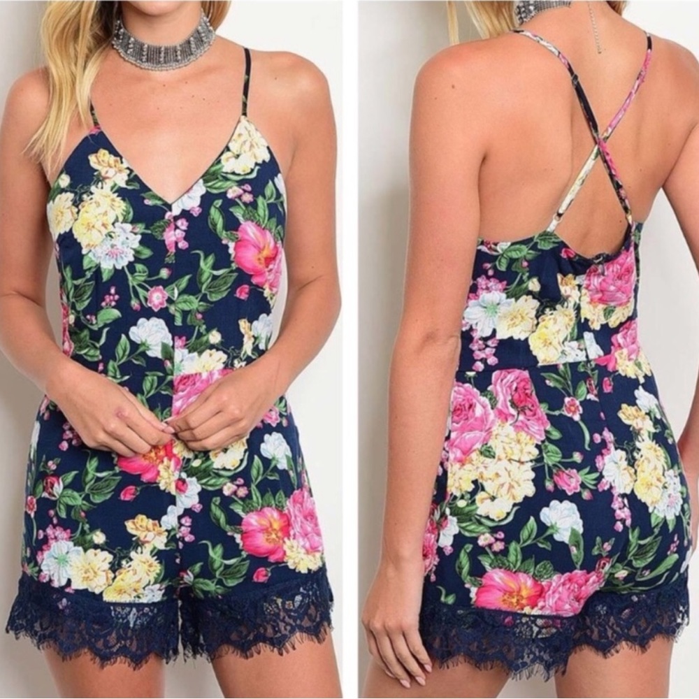 October Love Floral Romper Size Medium